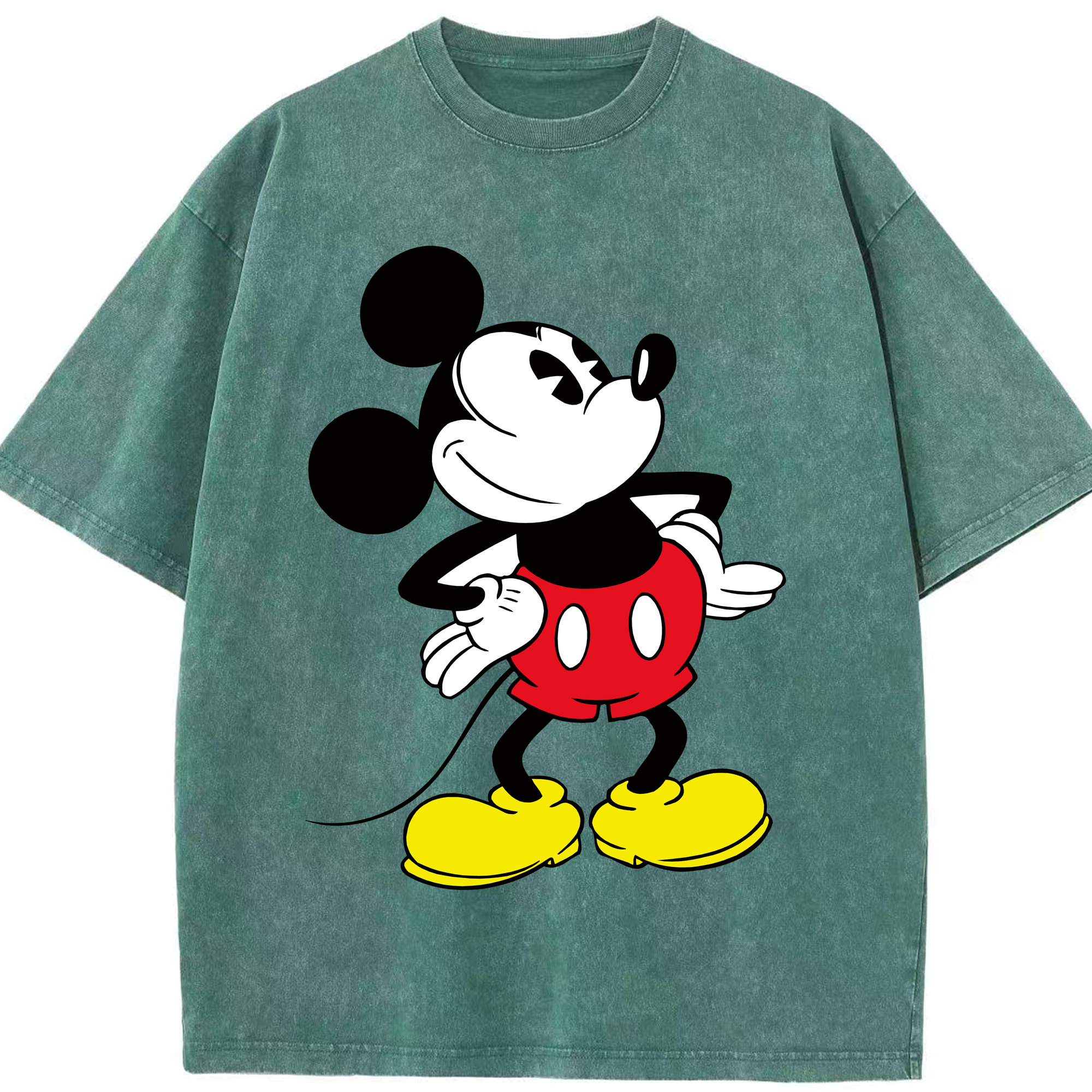 （画像用） ミッキーマウス Mickey Mouse 綿100% ヴィンテージ風 半袖Tシャツ（フロントプリント）